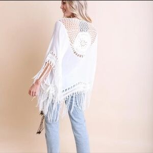 L8 Ivory Fringe Kimono